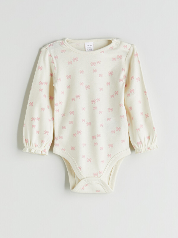 LCW baby Bisiklet Yaka Kız Bebek Çıtçıtlı Body
