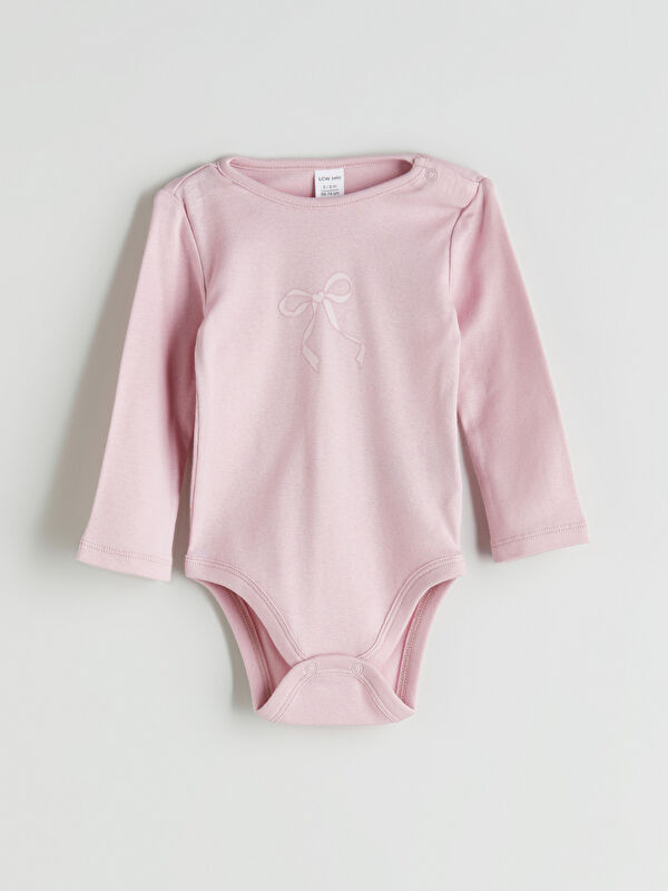 LCW baby Bisiklet Yaka Kız Bebek Çıtçıtlı Body