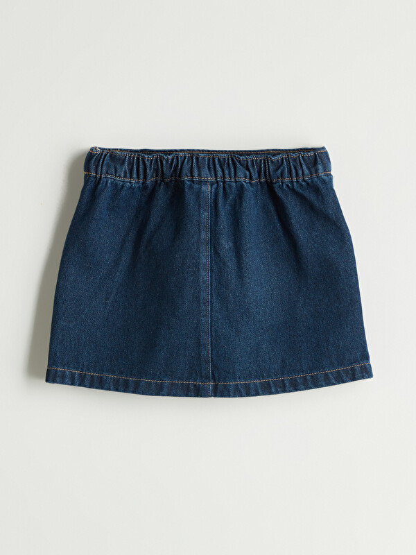 LCW Kids Elastic Waist and Star Embroidered Girls' Denim Skirt