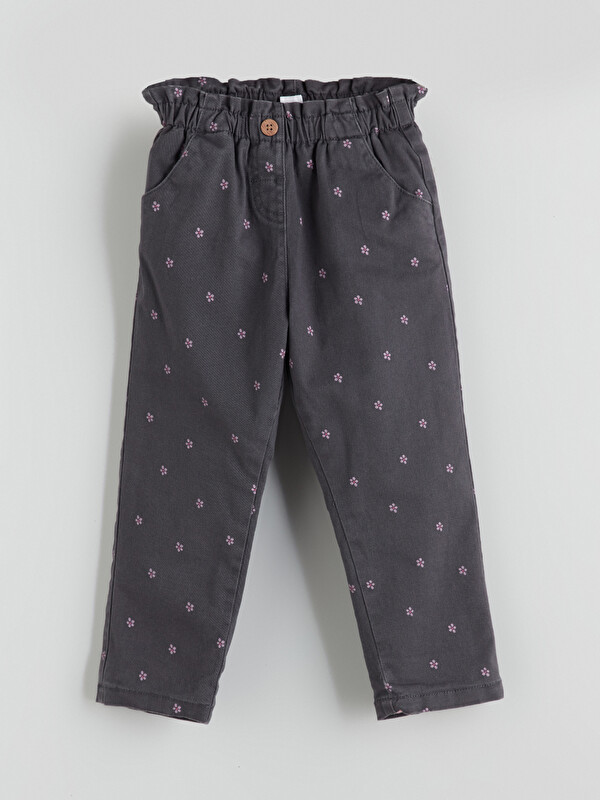 LCW Kids Çiçekli Polar Astarlı Kız Çocuk Jean Pantolon
