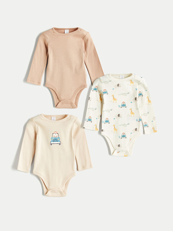 LCW baby Baskılı Erkek Bebek Çıtçıtlı Body 3'lü