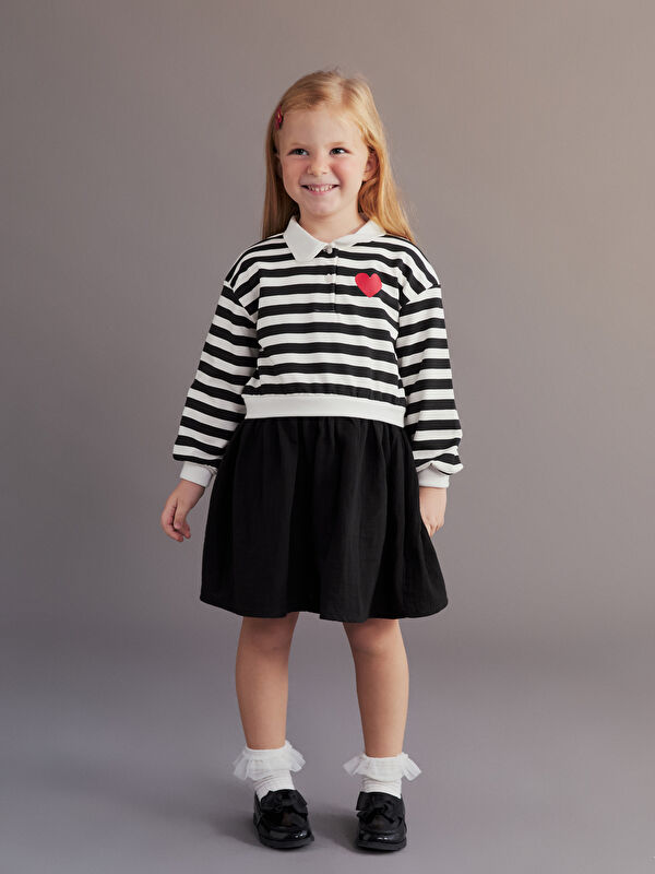 LCW Kids Қыздарға арналған жағалы мойын жолақты көйлек