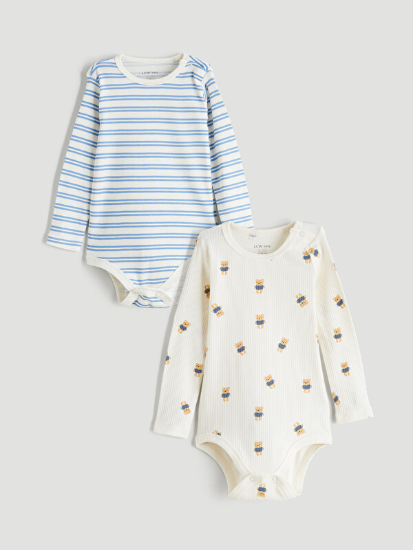 LCW baby Bisiklet Yaka Erkek Bebek Çıtçıtlı Body 2'li
