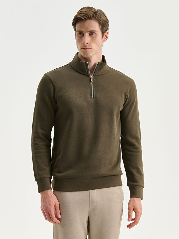 SOUTHBLUE Fermuarlı Dik Yaka Uzun Kollu Erkek Sweatshirt
