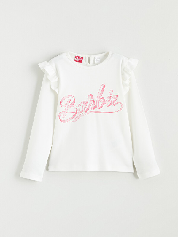 LCW Kids Barbie Fırfırlı Kız Çocuk Tişört