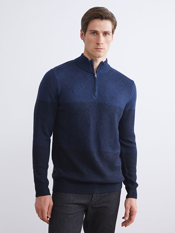 LCWAIKIKI Classic Funnel Neck Long Sleeve Men's Knitwear Sweater