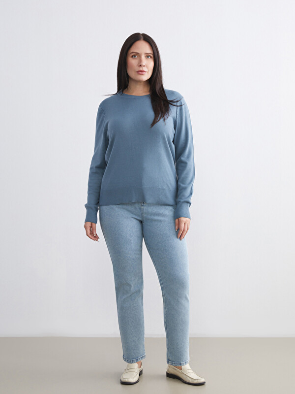 LCWAIKIKI Classic Beli Lastikli Slim Mom Kadın Jean Pantolon