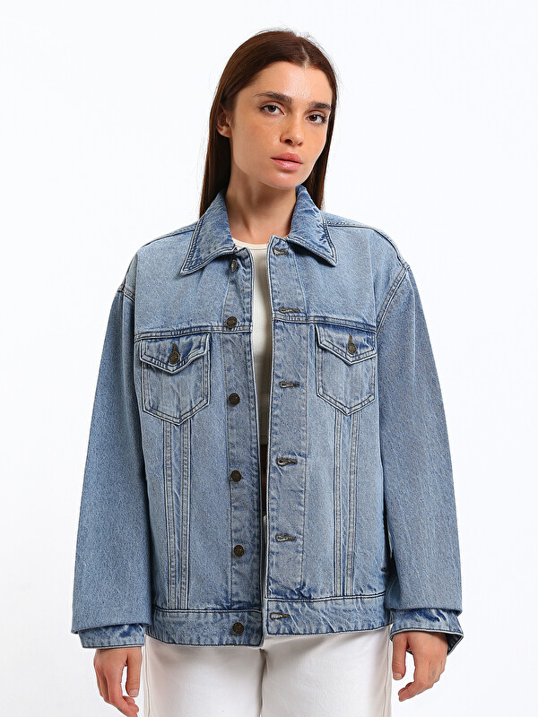 LCW Vision Veste en jean à col pour Femmes