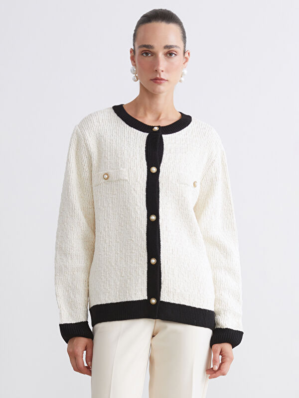 LCWAIKIKI Classic Crew Neck Women's Knitwear Cardigan