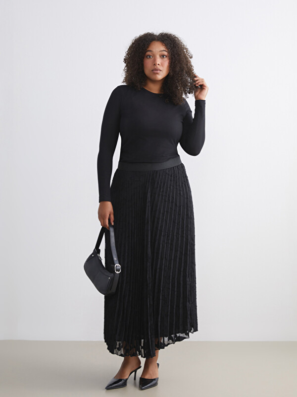 LCWAIKIKI Classic Elastic Waist Satin Pleated Skirt