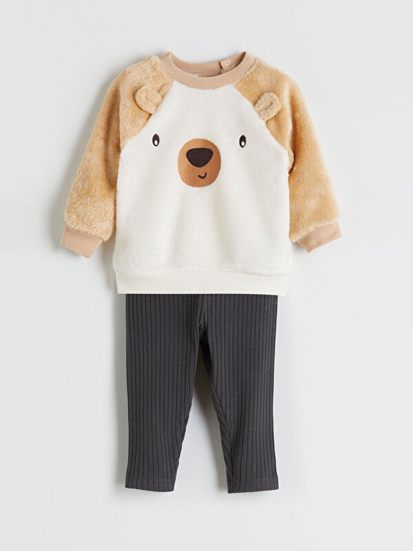 LCW baby Bisiklet Yaka Erkek Bebek Sweatshirt ve Tayt