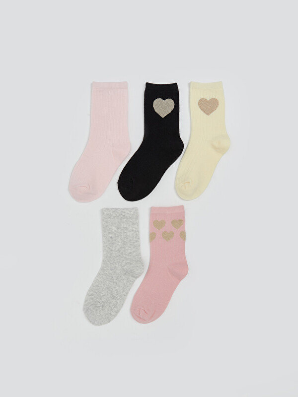 LCW Kids Patterned Girls' Ankle Socks 5 Pack