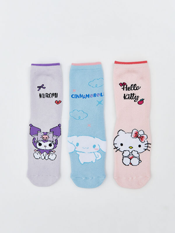 LCW Kids Hello Kitty Patterned Girls' Terry Cloth Ankle Socks 3-Pack