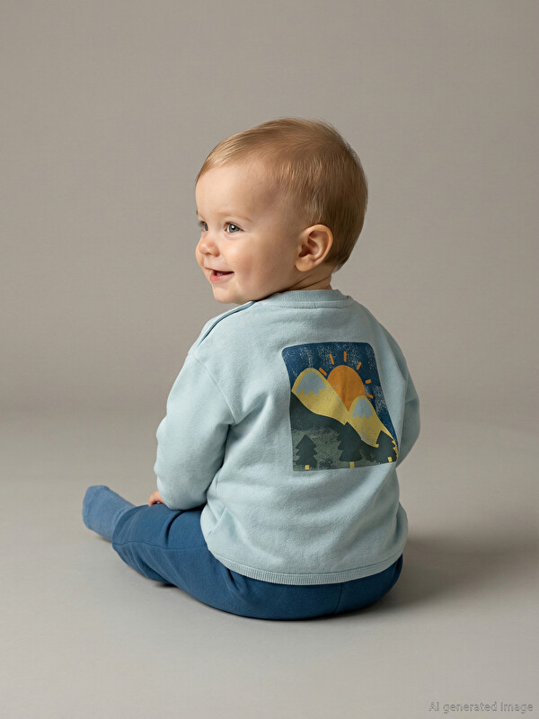LCW baby Sırt Baskılı Erkek Bebek Sweatshirt ve Eşofman Alt