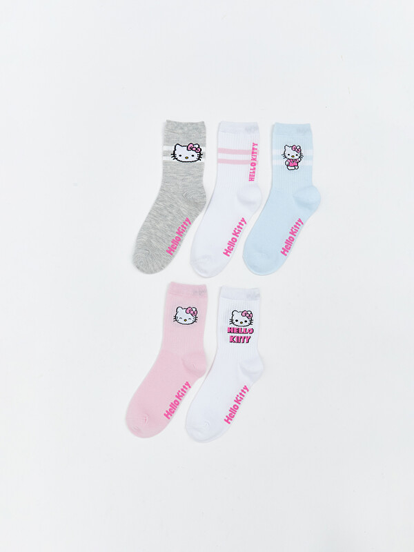LCW Kids Hello Kitty Desenli Kız Çocuk Soket Çorap 5'li