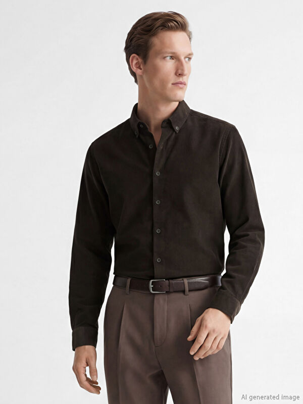SOUTHBLUE Slim Fit Kadife Erkek Gömlek