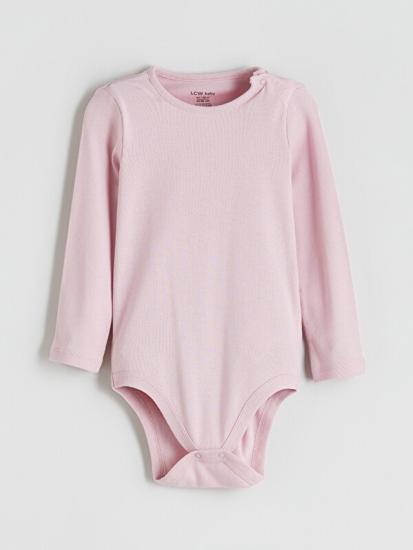 LCW baby Bisiklet Yaka Uzun Kollu Kız Bebek Çıtçıtlı Body