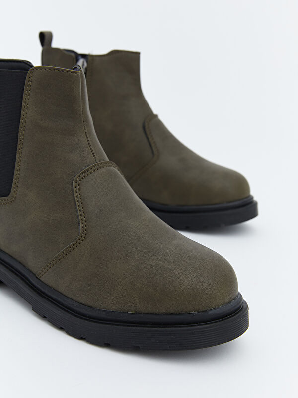 Deri Görünümlü Fermuarlı Erkek Çocuk Bot - Görsel 4