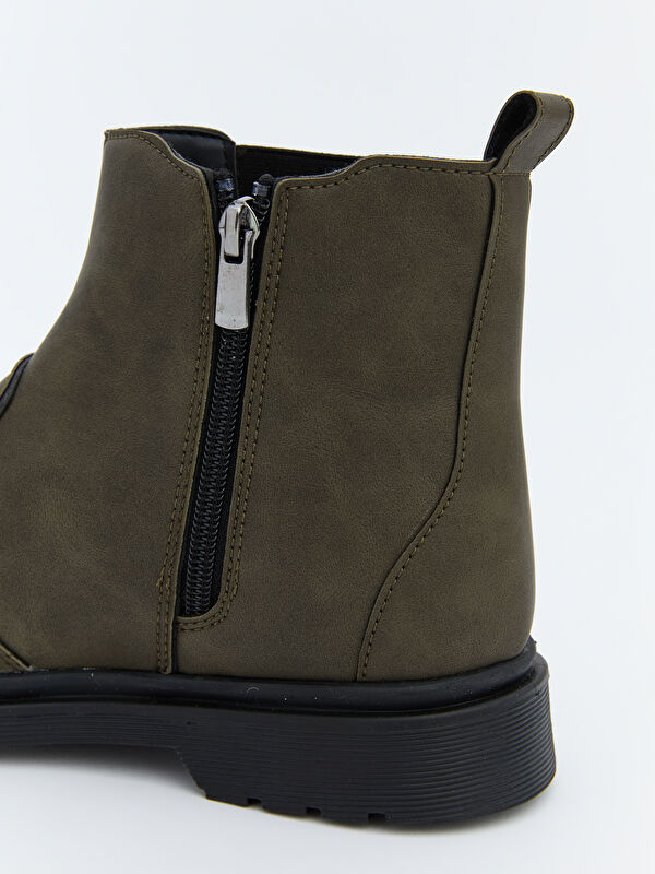 Deri Görünümlü Fermuarlı Erkek Çocuk Bot - Görsel 6