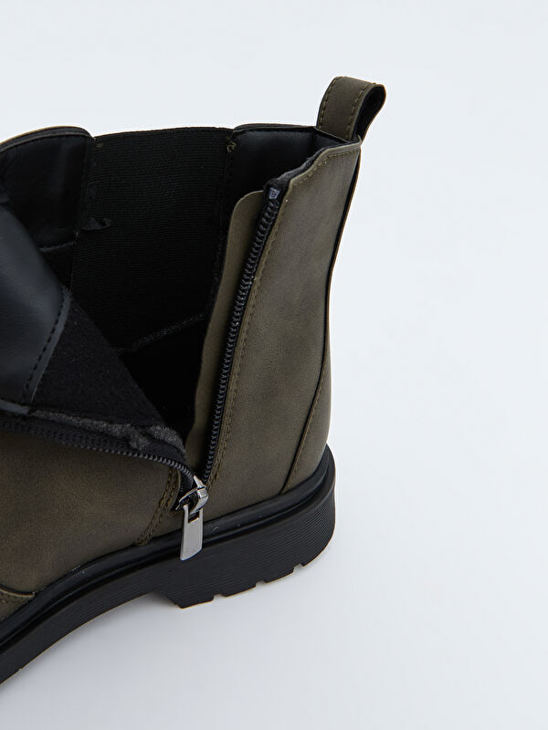 Deri Görünümlü Fermuarlı Erkek Çocuk Bot - Görsel 8