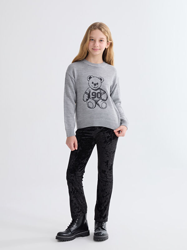 LCW Kids Beli Lastikli Kadife Kız Çocuk Tayt