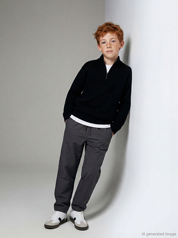 LCW Kids Elastic Waist Fleece Lined Boys' Trousers