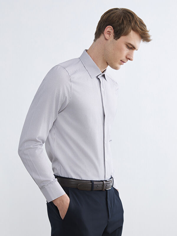 LCW BUSINESS Slim Fit Uzun Kollu Çizgili Erkek Gömlek