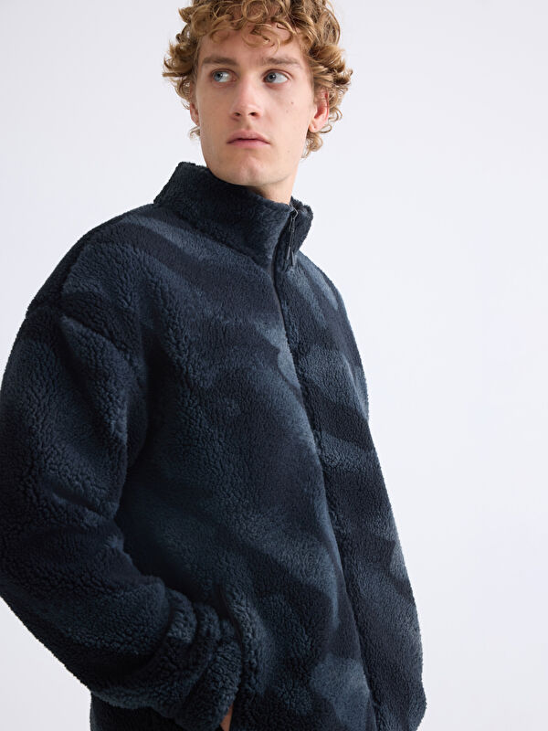 XSIDE ACTIVE Dik Yaka Pelüş Erkek Fermuarlı Sweatshirt