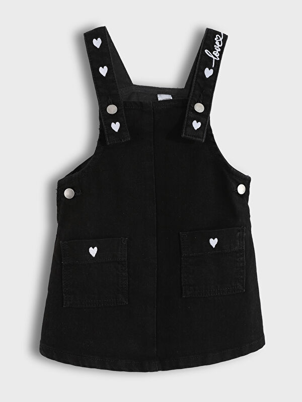LCW Kids Square Collar Girl Jean Salopet Dress