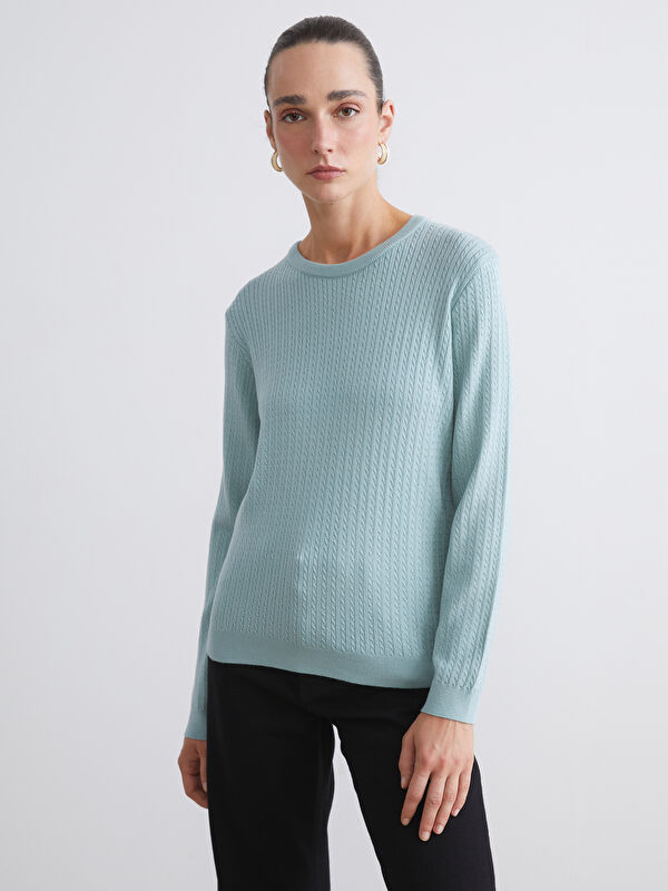 LCWAIKIKI Classic Rundhalsausschnitt Selbstgemustertes Strickpullover für Damen