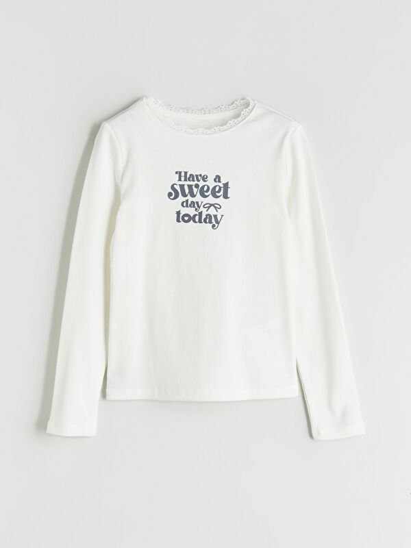LCW Kids Қыздарға арналған дөңгелек жағалы футболка