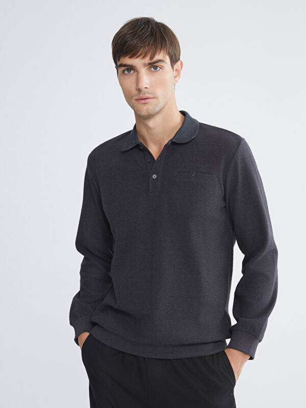 LC WAIKIKI Polo Yaka Erkek Sweatshirt