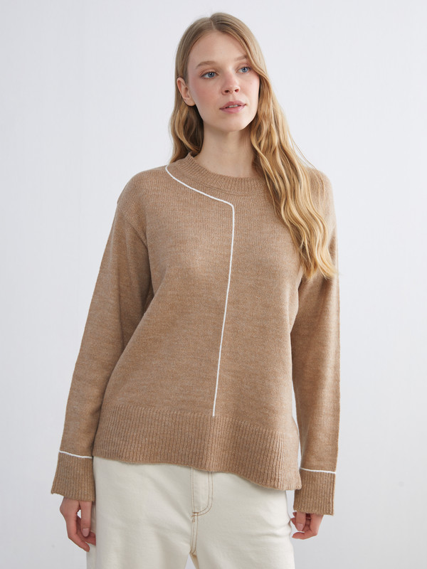 LCWAIKIKI Classic Crew Neck Stripe Detailed Women's Knitwear Sweater