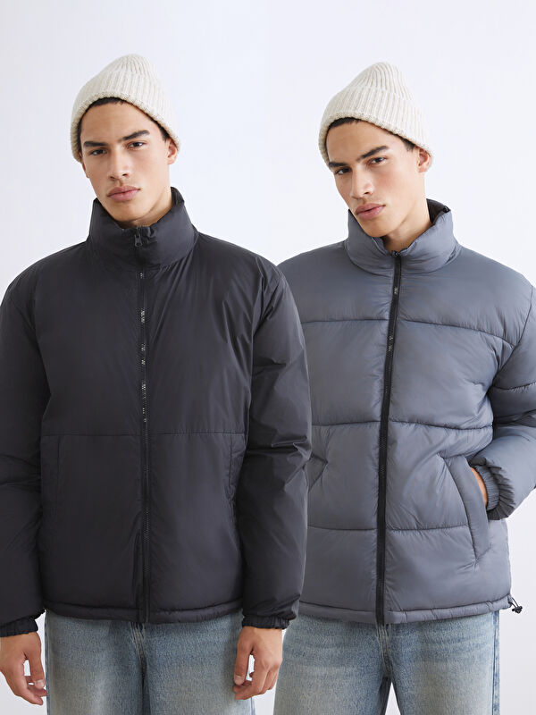 XSIDE Relaxed Fit Stand-Up Collar Reversible Men's Puffer Jacket