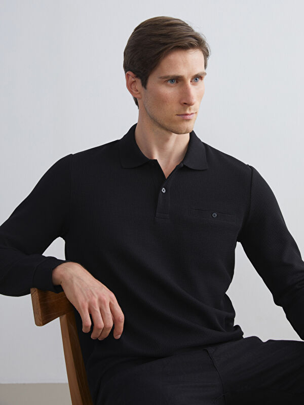 LCWAIKIKI Classic Polo Yaka Uzun Kollu Erkek Sweatshirt