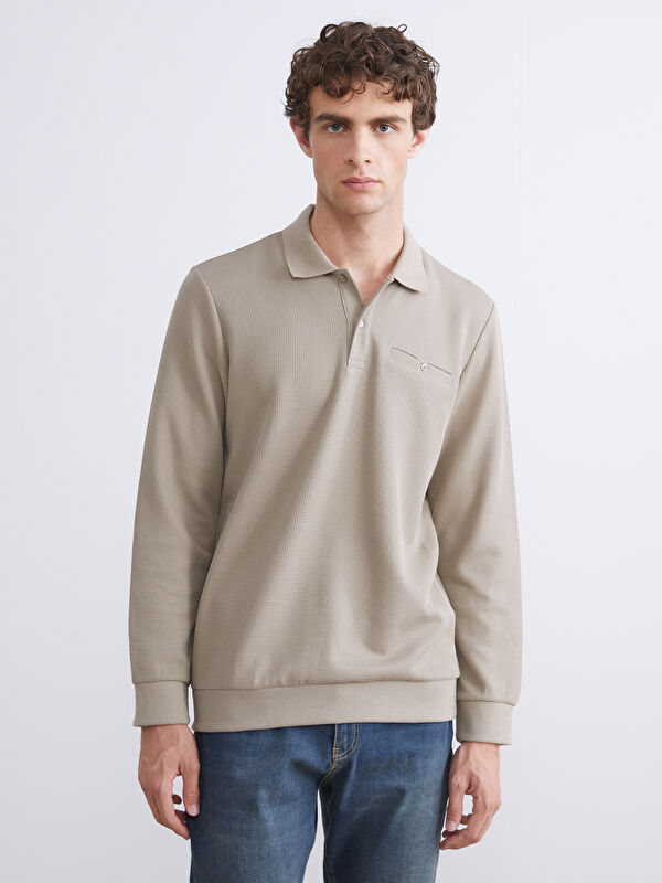 LCWAIKIKI Classic Polo Yaka Uzun Kollu Erkek Sweatshirt