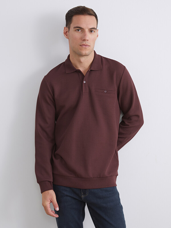 LCWAIKIKI Classic Polo Yaka Uzun Kollu Erkek Sweatshirt