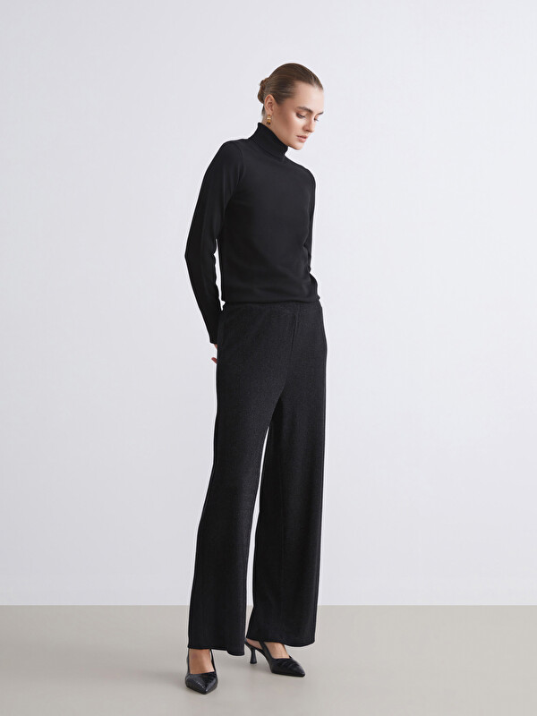 LCW EVERYDAY Elastic Waist Shiny Look Women's Trousers