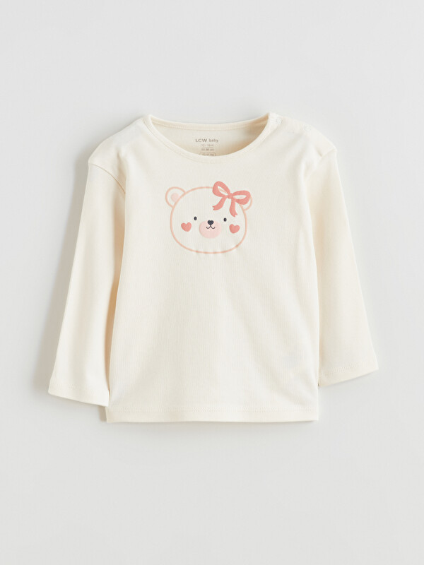 LCW baby Ayı Teddy Baskılı Kız Bebek Tişört