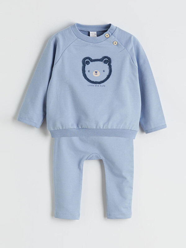 LCW baby Bisiklet Yaka Erkek Bebek Sweatshirt ve Eşofman Altı