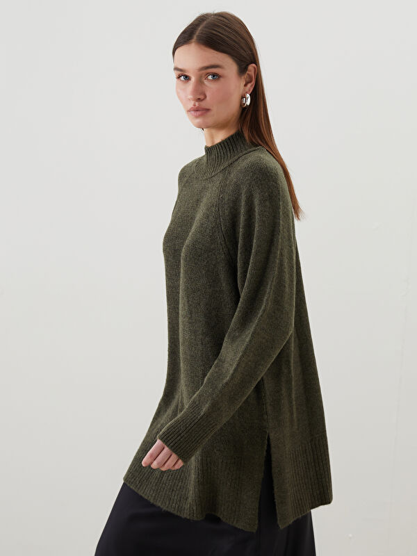 LCW Modest Dik Yaka Oversize Kadın Triko Tunik