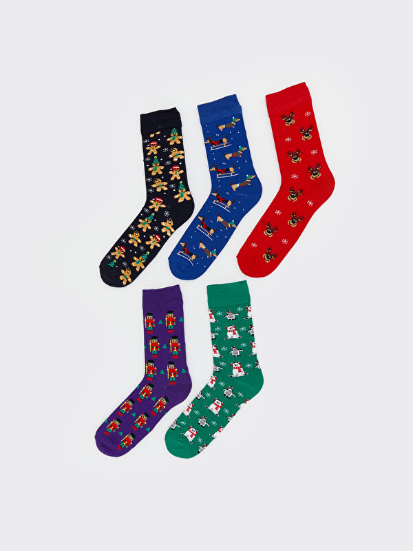 LCW ACCESSORIES Yılbaşı Temalı Erkek Soket Çorap 5'li