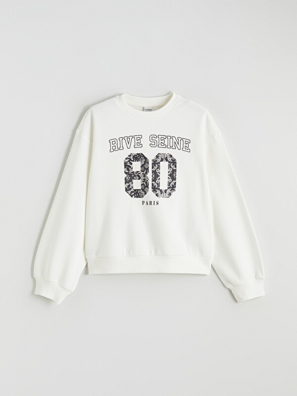 LCW Kids Paris Baskılı Kız Çocuk Sweatshirt