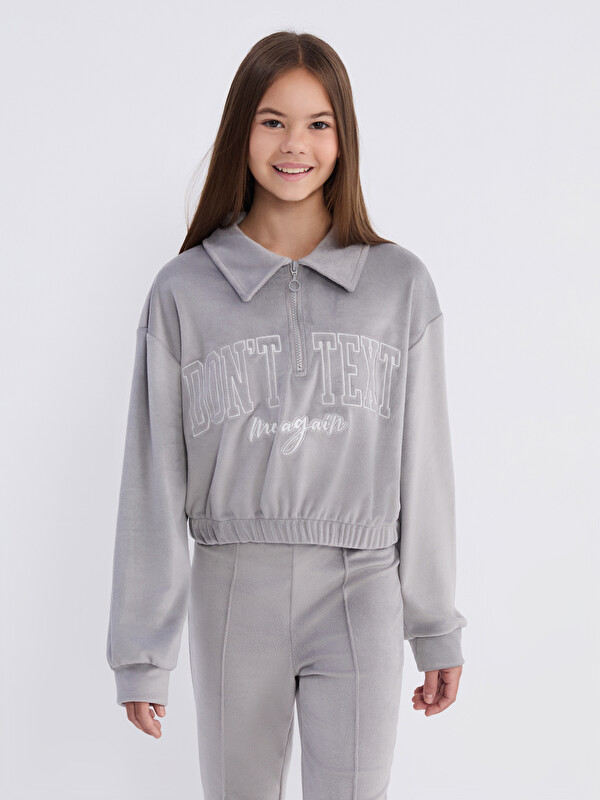 LCW Kids Kadife Kız Çocuk Sweatshirt ve Tayt