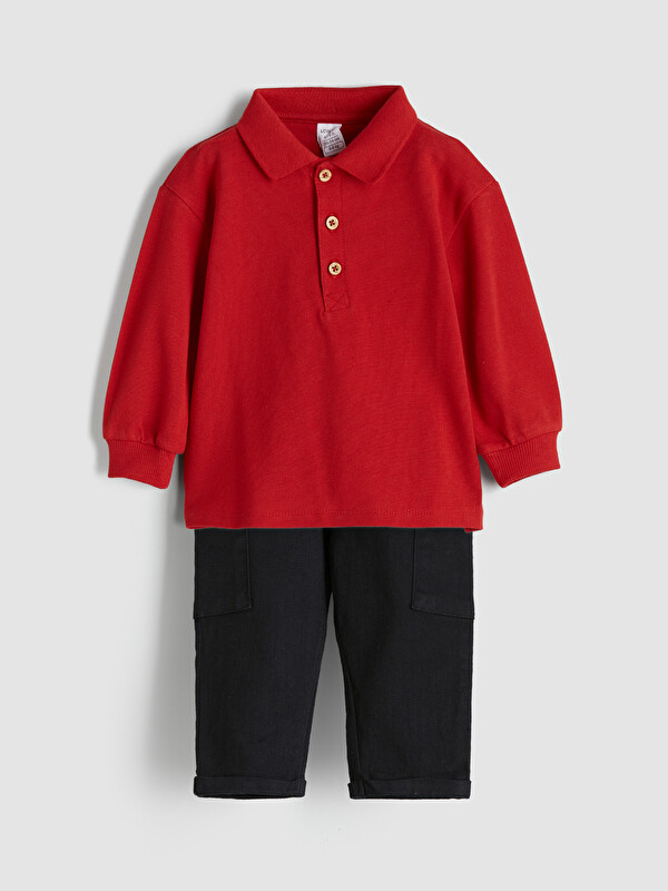 LCW baby Polo Yaka Erkek Bebek Tişört ve Pantolon 2'li