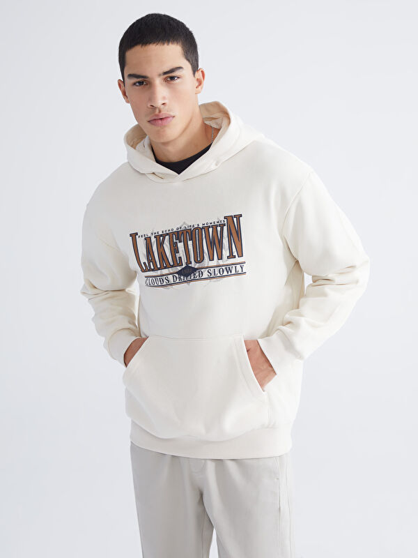 XSIDE Baskılı Erkek Kalın Hoodie