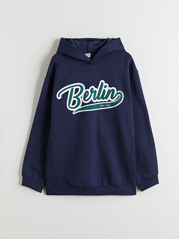 LCW Kids Kapüşonlu Berlin Baskılı Erkek Çocuk Sweatshirt