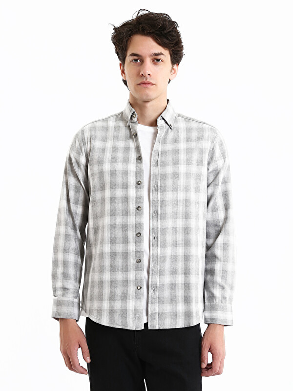 SOUTHBLUE Chemise en flanelle à carreaux à manches longues coupe régulière pour hommes