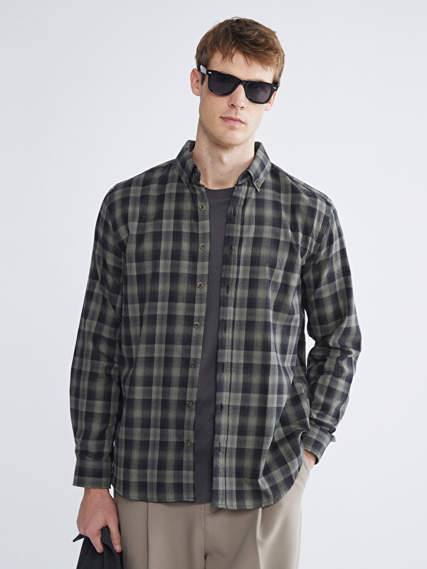 SOUTHBLUE Regular Fit Long Sleeve Plaid Men's Flannel Shirt