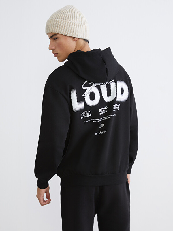 XSIDE Baskılı Kanguru Cepli Erkek Kalın Hoodie